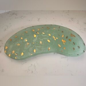 Annieglass Elements Pond Appetizer Tray Slab Cheese Board Trivet Recycled